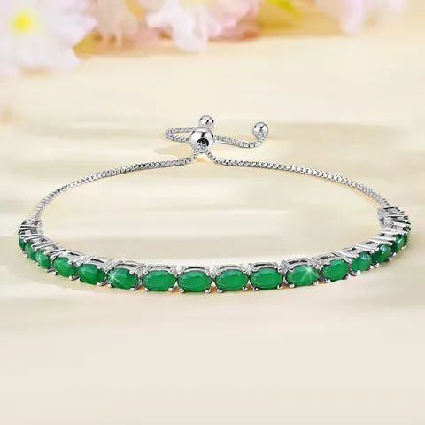 Bracelets Women European and American Single Row Zirconia Fashion Adjustable Bracelet - Style 9210 - Plated Brass jewelry made by BlueOne Jewelry