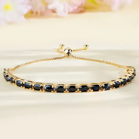 Bracelets Women European and American Single Row Zirconia Fashion Adjustable Bracelet - Style 9245 - Plated Brass jewelry made by BlueOne Jewelry