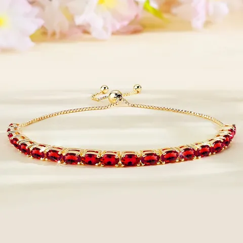 Bracelets Women European and American Single Row Zirconia Fashion Adjustable Bracelet - Style 9235 - Plated Brass jewelry made by BlueOne Jewelry