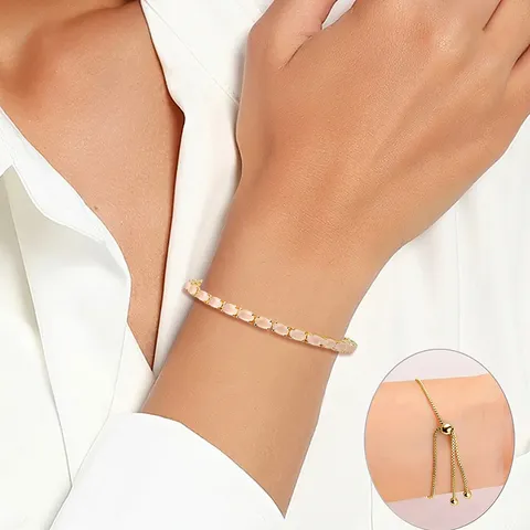 Bracelets Women European and American Single Row Zirconia Fashion Adjustable Bracelet - Style 9181 - Plated Brass jewelry made by BlueOne Jewelry