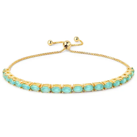 Bracelets Women European and American Single Row Zirconia Fashion Adjustable Bracelet - Style 9169 - Plated Brass jewelry made by BlueOne Jewelry