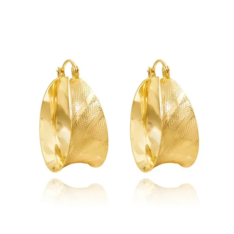 Brushed C-shaped Large Circle Earrings Premium Style Light Feeling Earrings Geometric - Plated Brass jewelry made by BlueOne Jewelry