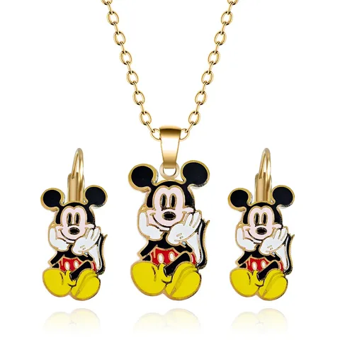 Cartoon Alloy Oil Drip Cartoon Character Necklace & Earrings Set - Plated Brass jewelry made by BlueOne Jewelry