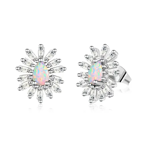 Cinily Heart Rainbow Enamel Small Hoop Earrings/opal Sutd Earrings for Women - 925 Sterling Silver jewelry made by BlueOne Jewelry