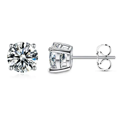 Classic Four-prong Stud Earrings Mossanite Stud Earrings for Women - Plated Brass jewelry made by BlueOne Jewelry
