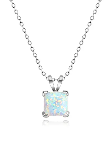 8mm Square Opal Pendant Necklace Copper Plated with Real Gold Europe - Brass jewelry made by BlueOne Jewelry