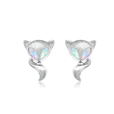 Europe and the United States Personality Creative Fox Opal Earrings - Plated Brass jewelry made by BlueOne Jewelry
