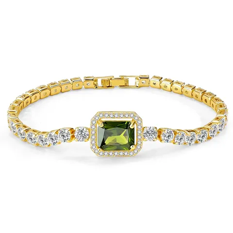 Rectangular Rectangular Rircon Design Exquisitely Crafted Petite Zircon Bracelet Unisex Tennis - Plated Bras jewelry made by BlueOne Jewelry