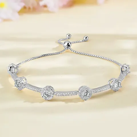 Cubic Zircon Bracelet Fashion Adjustable Pull-out Hand Jewelry - Plated Brass jewelry made by BlueOne Jewelry