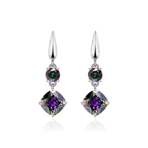 Fine Colorful Zirconia Geometric Earrings Ladies Earrings Direct - Plated Brass jewelry made by BlueOne Jewelry