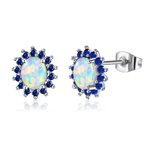 Accessories Women Micro-set Zirconia Opal Earrings Opal Wedding Earrings - Plated Brass jewelry made by BlueOne Jewelry