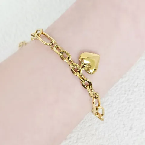 Sources Korea Dongdaemun Fashion Stainless Steel Heart Splicing Chain Versatile Bracelet - Stainless Steel jewelry made by BlueOne Jewelry