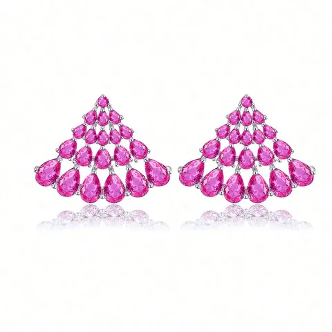 Water Drop Purple Zirconia Earrings European and American Thin Senior Niche - Plated Brass jewelry made by BlueOne Jewelry