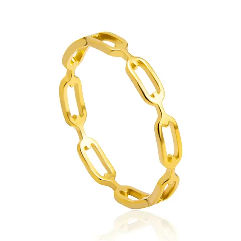 Stainless Steel Europe & America Titanium Steel Jewelry Fashionable Personalized Openwork Chain-style Ring - Stainless Steel jewelry made by BlueOne Jewelry