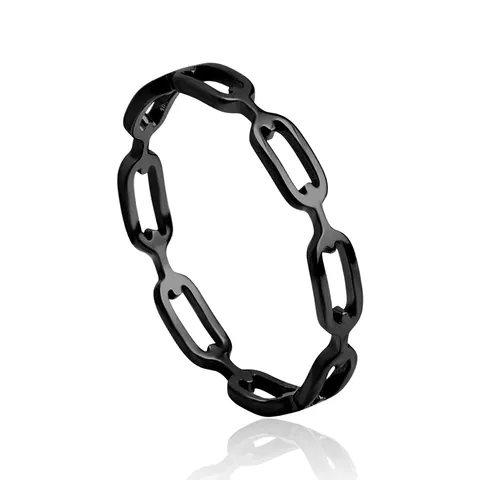 Europe & America Titanium Steel Jewelry Fashionable Personalized Openwork Chain-style Ring - Stainless Steel jewelry made by BlueOne Jewelry