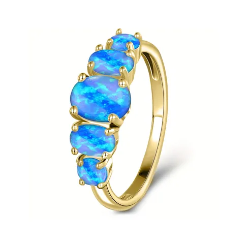 Plated Brass Europe and the United States Fashion Ring Female Egg-shaped Opal Delicate - Plated Brass jewelry made by BlueOne Jewelry