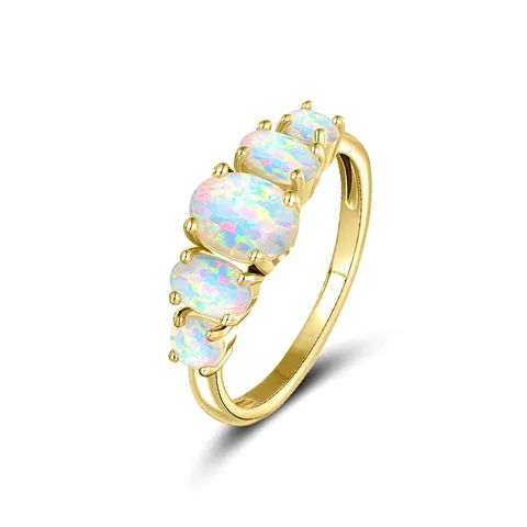 Europe and the United States Fashion Ring Female Egg-shaped Opal Delicate - Plated Brass jewelry made by BlueOne Jewelry