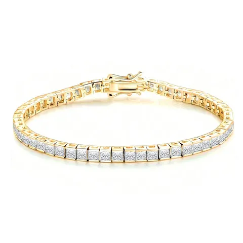 Cubic Zirconia Europe and the United States Full of Diamond Zirconia Tennis Chain Tennis Bracelet - Plated Brass jewelry made by BlueOne Jewelry