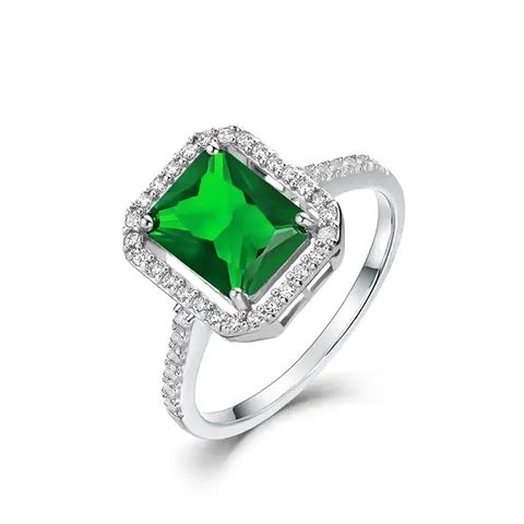 Europe and the United States Green Zircon Ring Men and Women - Plated Brass jewelry made by BlueOne Jewelry