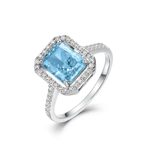Europe and the United States Light Blue Zircon Ring Men and - Plated Brass jewelry made by BlueOne Jewelry