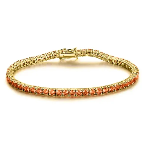 Europe and the United States Orange and Red Zirconia Bracelet Simple - Plated Brass jewelry made by BlueOne Jewelry