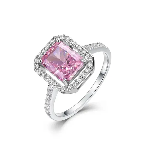 Europe and the United States Pink Zirconia Men’s and Women’s Rings - Plated Brass jewelry made by BlueOne Jewelry