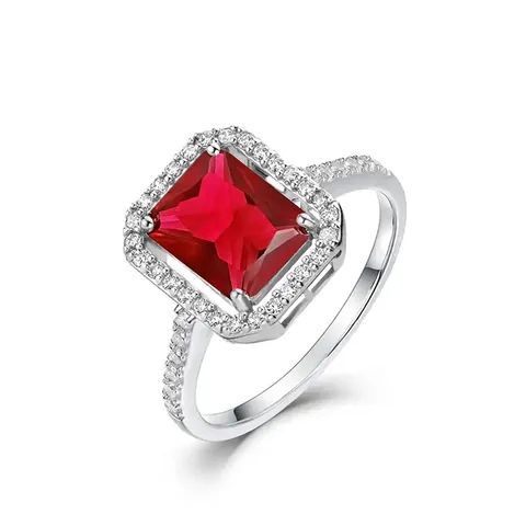 Europe and the United States Red Zircon Ring Men and Women - Plated Brass jewelry made by BlueOne Jewelry