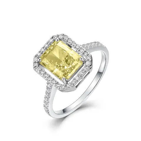 Europe and the United States Yellow Zircon Ring Men and Women - Plated Brass jewelry made by BlueOne Jewelry