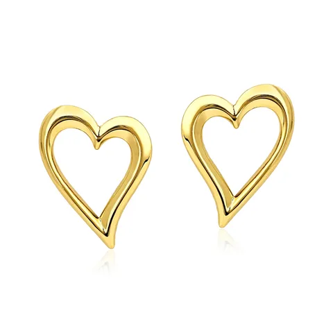 European & American Minimalist Statement Openwork Heart Stud Earrings for Women - Plated Brass jewelry made by BlueOne Jewelry