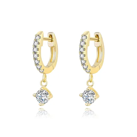 European and American Earrings Women Personalized Diamonds Round Zirconia Earrings Buckles - Plated Brass jewelry made by BlueOne Jewelry