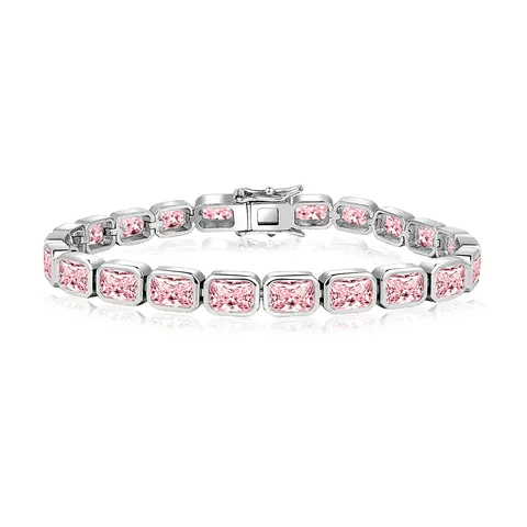 European and American Pink Zirconia Bracelet Personalized Fashion Simple Hand Jewelry - Plated Brass jewelry made by BlueOne Jewelry