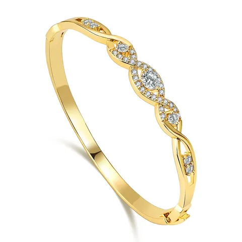 Fashion Cross Diamond Hollow Bracelet Korean Version of the Personality of - Plated Brass jewelry made by BlueOne Jewelry