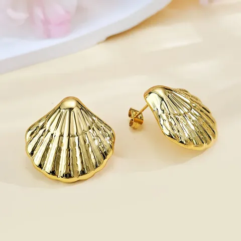 Fashion Stainless Steel Ocean Shell Starfish Stud Earrings for Women Influencer-style - Stainless Steel jewelry made by BlueOne Jewelry