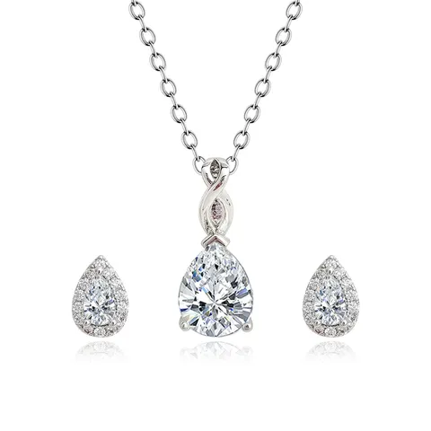 Water Drop Pear-shaped Simple Earrings S925 Silver Jewelry Set - Plated Brass jewelry made by BlueOne Jewelry