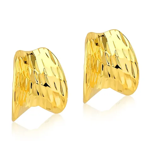 Gold Glitter Wide-surface C-shaped Faceted Earrings Irregular Geometric Personality Niche Minimalist - Plated Brass jewelry made by BlueOne Jewelry