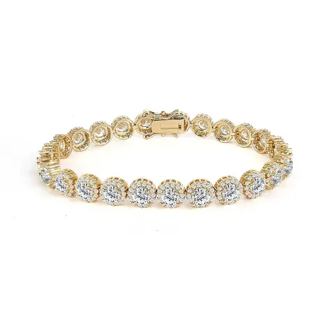 Cubic Zirconia High-class Fashion Bracelet Hip-hop Single Row Full of Diamonds Zirconia Hand - Plated Brass jewelry made by BlueOne Jewelry