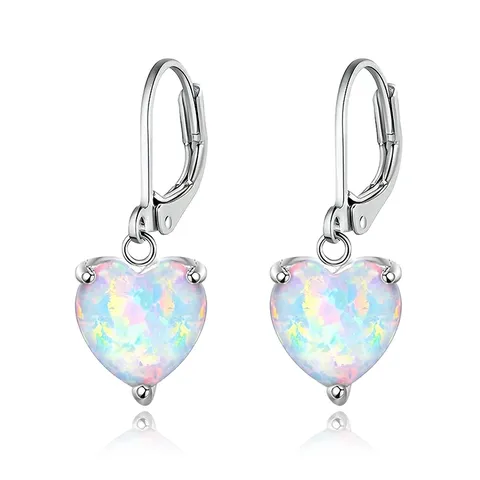 Australian Treasure Earrings Heart-shaped Opal Earrings European and American Women’s Fashion - Plated Brass jewelry made by BlueOne Jewelry