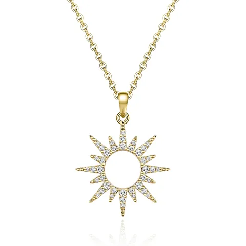 Gold Sunflower Pendant Delicate Shining Personality Men and Women Necklaces Source - Plated Brass jewelry made by BlueOne Jewelry