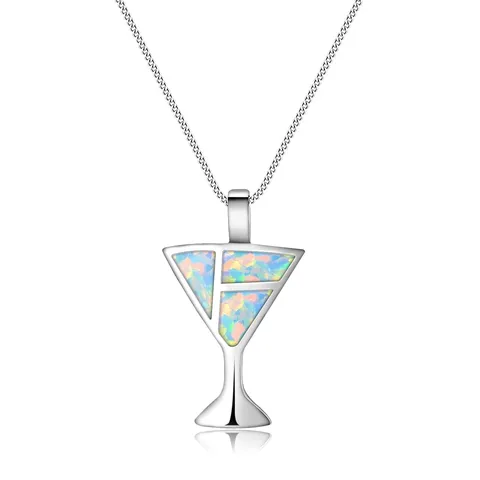 Hawaiian Red Wine Glass Opal Necklace Accessories Pendant Accessories - Plated Brass jewelry made by BlueOne Jewelry