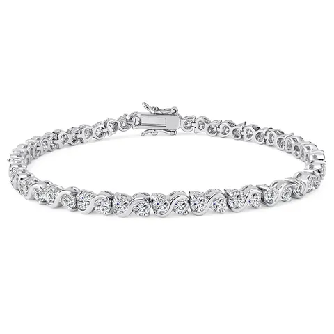 Round Zirconia Bracelet Versatile Simple Temperament Exquisite Hand Jewelry - Plated Brass jewelry made by BlueOne Jewelry