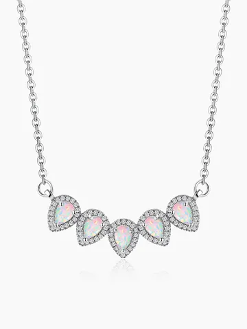Opal Pendant Necklace Opal Birthstone Necklace Europe and the United States - Plated Brass jewelry made by BlueOne Jewelry