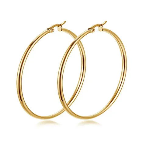 Stainless Steel Large Circle Earrings Exaggerated Titanium Steel Anti-allergy Earrings Jewelry - Stainless Steel jewelry made by BlueOne Jewelry