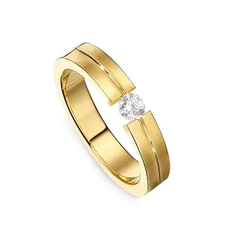 Stainless Steel Open Clip Diamond Ring Simple Model Couple Engagement Ring - Stainless Steel jewelry made by BlueOne Jewelry