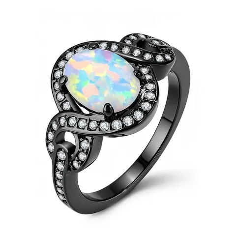 Jewelry Oval Opal Ring Minimalist Hand Jewelry - Plated Brass jewelry made by BlueOne Jewelry
