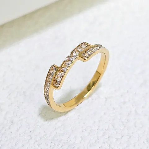 Light Luxury No Color Loss Niche Design Micro-set Diamond Ring Ins - Plated Brass jewelry made by BlueOne Jewelry