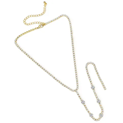 Minimalist Sexy Long Y-necklace Niche Geometric Rhinestone Necklace - Plated Bras jewelry made by BlueOne Jewelry