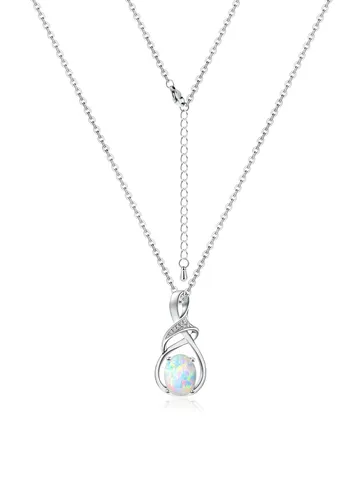 Accessories Silver Necklace Women European and American Opal Necklace Pendant Mixed - Plated Brass jewelry made by BlueOne Jewelry