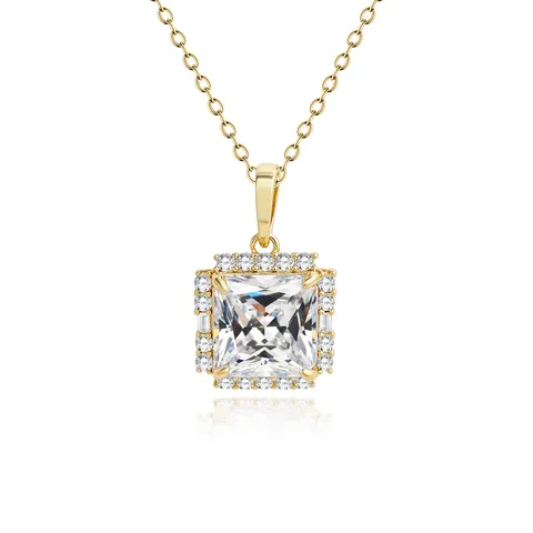 Diamond Square Jewelry Temperament Necklace Female Ins Bridal Necklace - Plated Brass jewelry made by BlueOne Jewelry