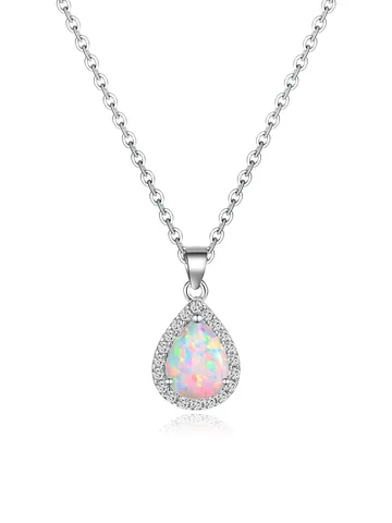 Drop Opal Pendant Necklace Zirconia Wrapped Copper Plated Real Gold High - Brass jewelry made by BlueOne Jewelry