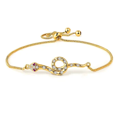Cubic Zirconia Hand Jewelry Ins Fashion Creative Micro-set Zirconia Snake Bracelet Adjustable Strings - Plated Brass jewelry made by BlueOne Jewelry